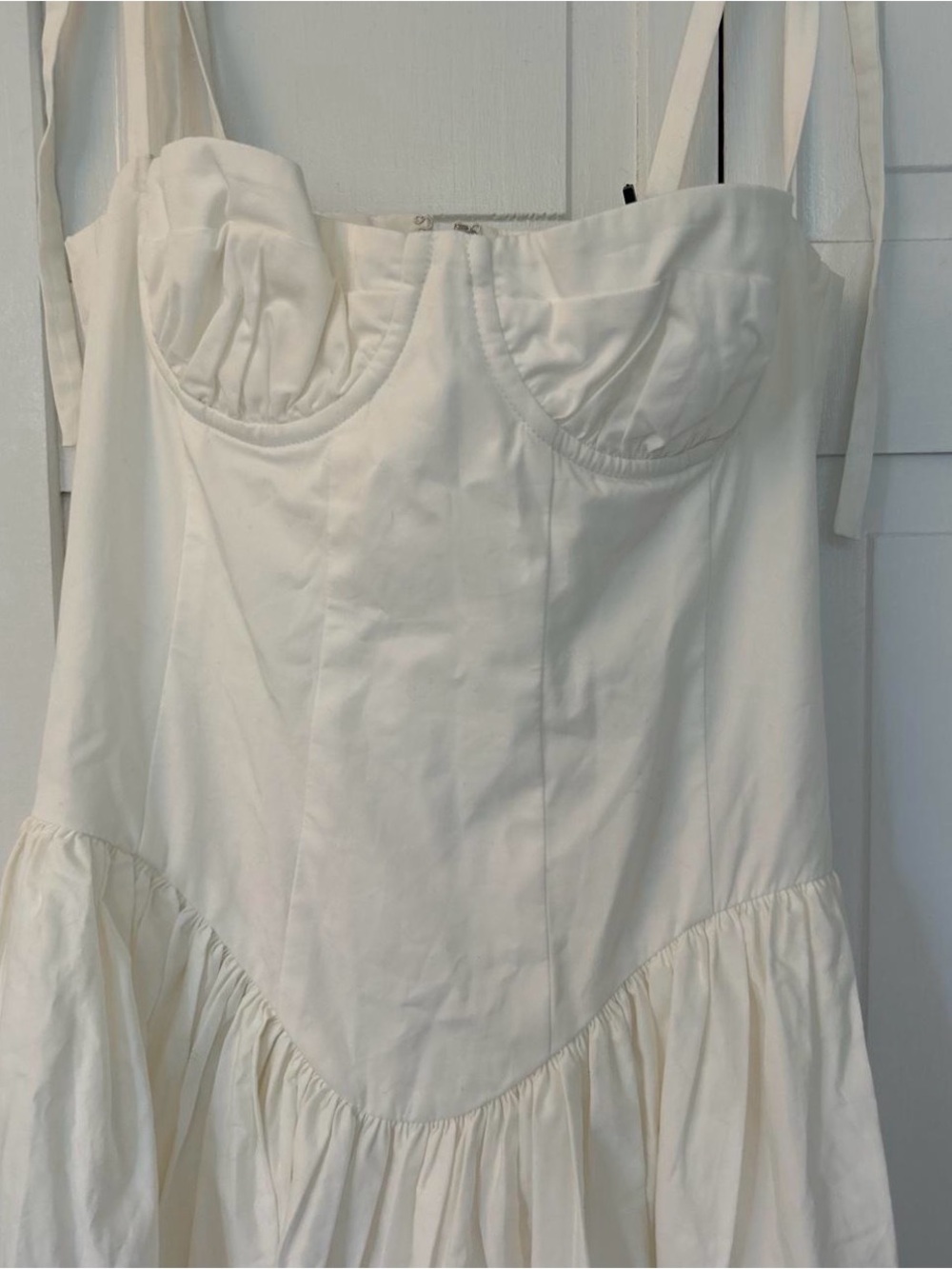 Tularosa White Bustier Chemise with Gathered Skirt